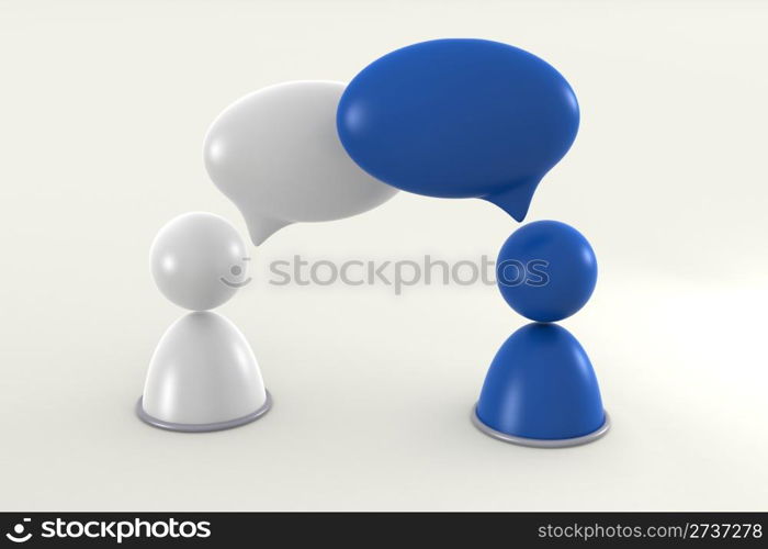 3D Image Of Virtual Men With Speech Bubbles