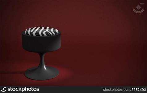 3D image of zebra stool on red background