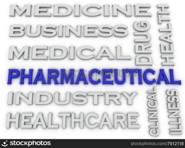 3d image Pharmaceutical industry issues concept word cloud background