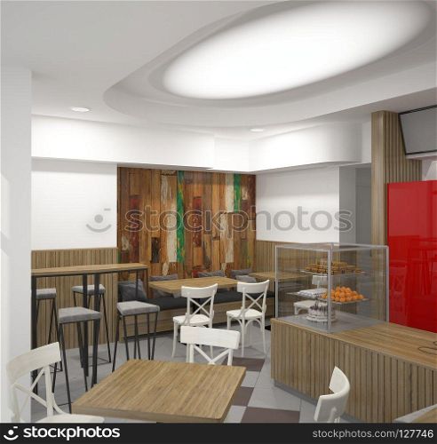 3d interior design coffee bar