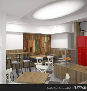 3d interior design coffee bar