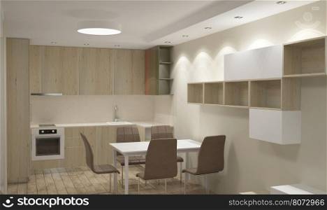 3d interior design of the dining room