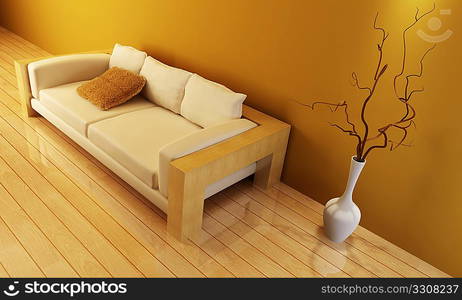 3d interior with modern couch