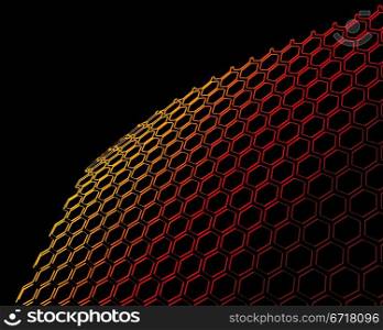 3D Isolated Bent Open Wire Mesh Red to Gold