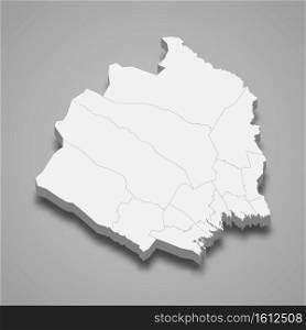 3d isometric map of Norrbotten is a county of Sweden, vector illustration. 3d isometric map of Norrbotten is a county of Sweden,