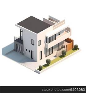 3d isometric modern house on a white background. Vector illustration.