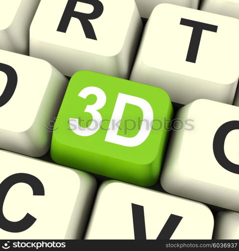 3d Key Showing Three Dimensional Printer Or Font