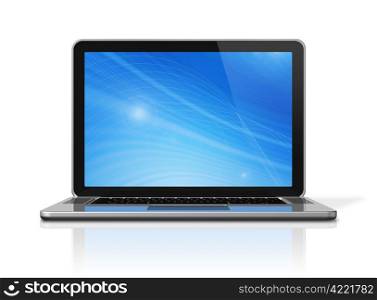 3D laptop computer isolated on white with 2 clipping path : one for global scene and one for the screen. Laptop computer isolated on white