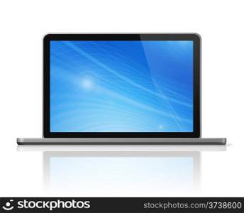 3D laptop computer isolated on white with clipping path. Laptop computer