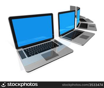 3D laptop computers isolated on white. Laptop computers isolated on white