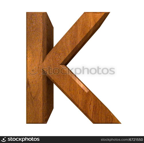 3d letter K in wood - 3d made