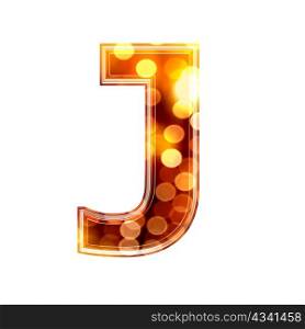 3d letter with glowing lights texture - J