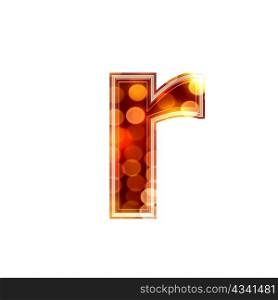 3d letter with glowing lights texture - r