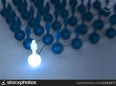 3d light growing human social network and leadership as concept