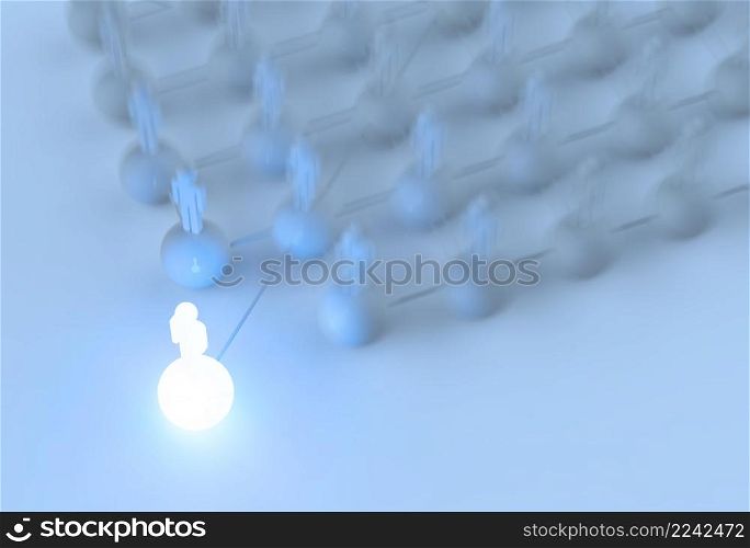 3d light growing human social network and leadership as concept