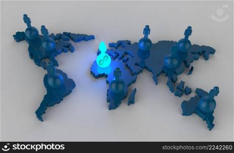 3d light growing human social network and leadership with cogs in side as concept