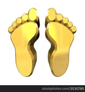 3d made - foot prints in gold