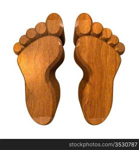3d made - foot prints in wood