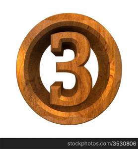 3d made - number 3 in wood