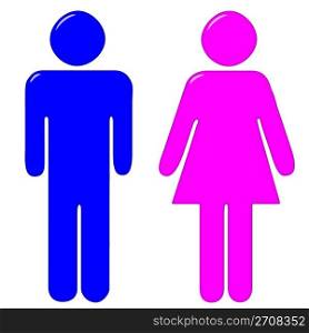 3d male and female silhouettes isolated in white