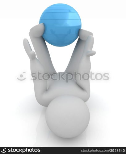 3d man exercising position on fitness ball. My biggest pilates series