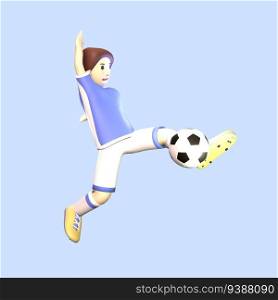 3D man soccer player rendered illustration isolated on the blue background. Simple and elegant receive soccer player objects for your design.