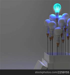 3d metal human brain in a light bulb as creative concept