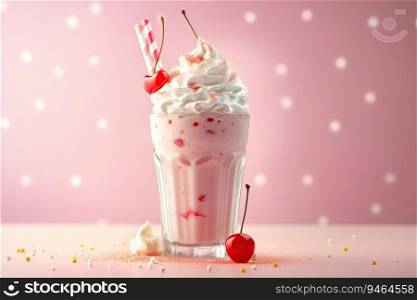 3d milk shake glass with dressing of fruits Generative AI