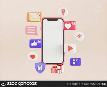 3D mobile phoe pastel color with graphic