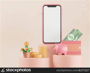 3D mobile phoe pastel color with graphic