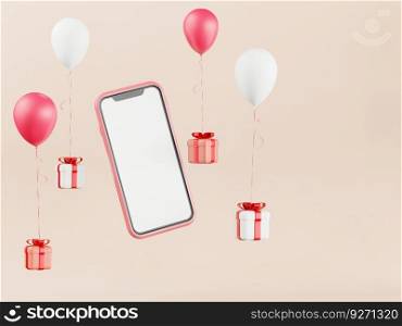 3D mobile phone pastel color with graphic