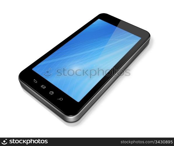 3D mobile phone, pda isolated on white with 2 clipping path : one for the phone and one for screen. 3D mobile phone, pda isolated on white