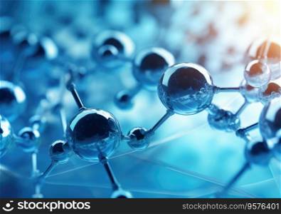 3D Molecule background with connected spherical particles, atoms. Vector molecular structure. Chemical medical motion concept.