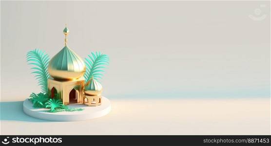 3D Mosque Illustration for Islamic Event