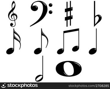 3d music notes isolated in white