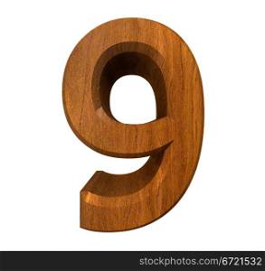 3d number 9 in wood - 3d made