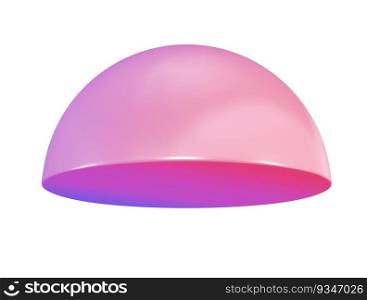 3d object semisphere metal geometric shape. Realistic glossy pink and lilac gradient luxury template decorative design illustration. Minimalist bright semi sphere half circle volumed round mockup isolated with clipping path.. 3d object semisphere metal geometric shape. Realistic glossy pink and lilac gradient luxury template decorative design illustration. Minimalist bright semi sphere half circle volumed round mockup isolated with clipping path