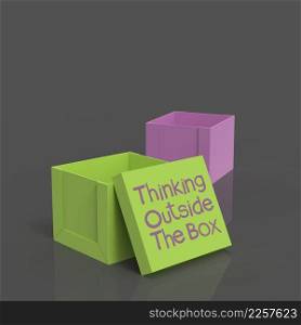3d open blank box as thinking outside the box concept
