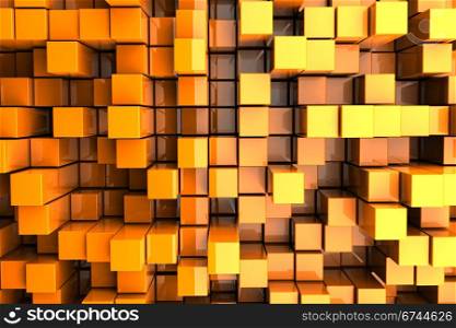 3D Orange Blocks Abstract Background