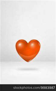 3D orange heart isolated on a white studio background. 3D illustration. 3D orange heart on a white studio background