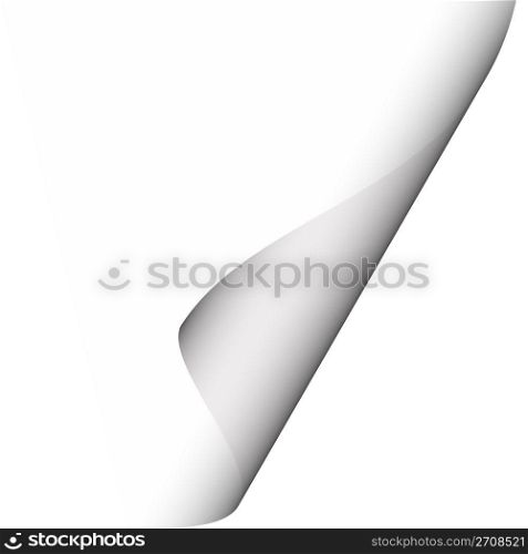 3d paper page curl isolated in white