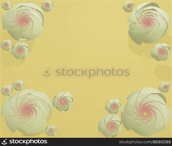 3d paper rose flowers - abstract background, 3d illustration.. 3d paper rose flowers - abstract background. Stock illustration