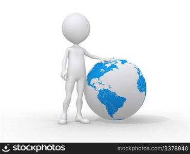 3d people icon and the earth globe -This is a 3d render illustration