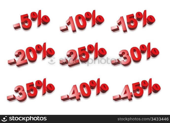 3D percent numbers isolated on white. 3D percent numbers - %