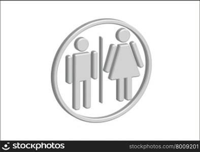 3D Pictogram Man Woman Sign icons, toilet sign or restroom icon