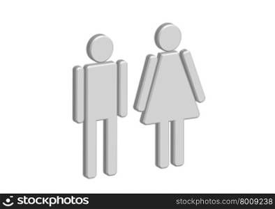 3D Pictogram Man Woman Sign icons, toilet sign or restroom icon