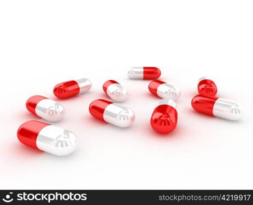 3d pills over white. 3D render