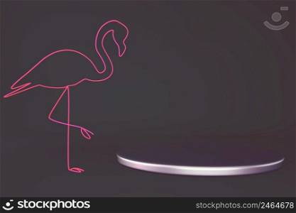 3D podium with flamingo. Abstract minimal rim showcase for product promotion, 3d illustration.. 3D podium with flamingo. Abstract minimal rim showcase for product promotion.