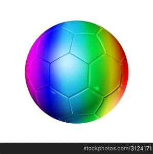 3D rainbow soccer ball isolated on white with clipping path. Rainbow soccer football ball