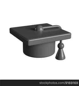 3D realistic Graduation university or college black cap isolated on white background. Graduate college, high school, Academic, or university cap. Hat for degree ceremony. illustration isolated on white background clipping path.. 3D icon cute Graduation university or college black cap isolated on white background. Graduate college, high school, Academic, or university cap. Hat for degree ceremony. illustration isolated on white background clipping path